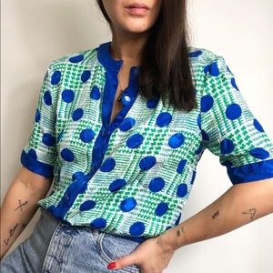 Vintage silk polka dot blouse